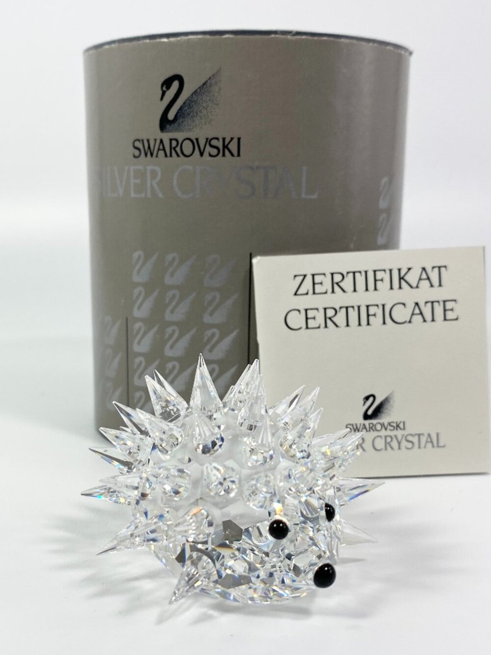 Swarovski Crystal Hedgehog Figurine Black Eyes and Nose Marked 2.25” Box & CoA